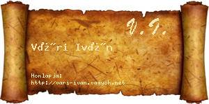 Vári Iván névjegykártya