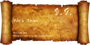 Vári Iván névjegykártya